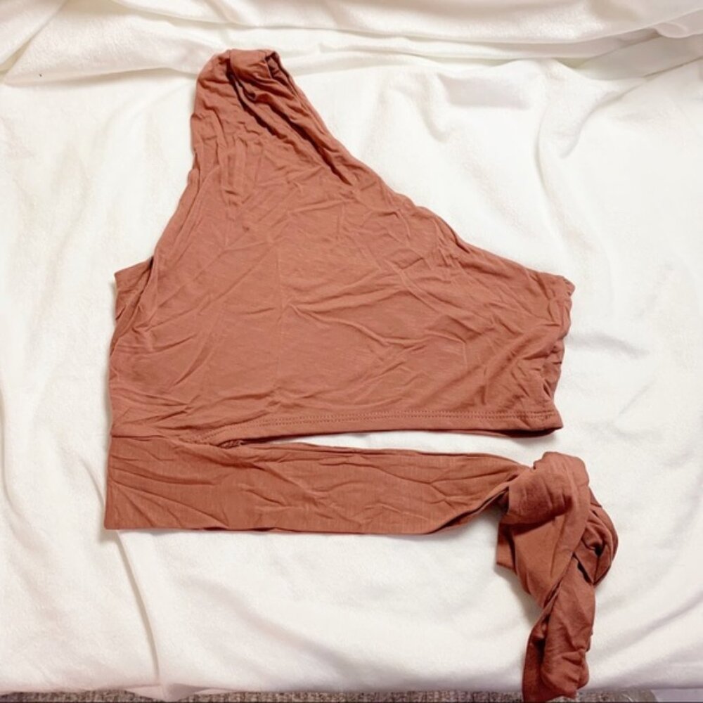 Workhall Mauve One Shoulder Crop Tie Top